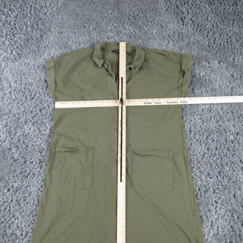 Banana Republic Dress Womens Petites Large Green Cuffed Collared Shift Pockets - Picture 5 of 13